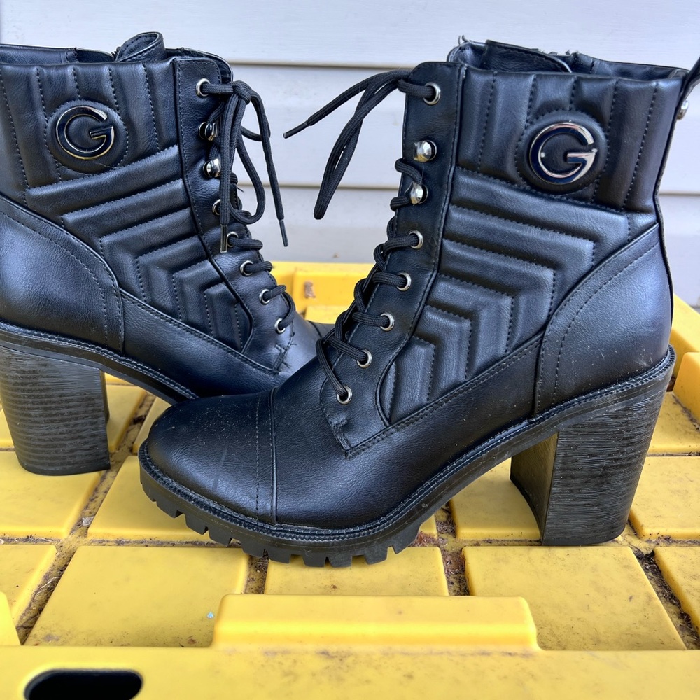 Guess Black Combat Heeled Boots